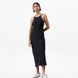 Athleta Black Ribbed Halter Midi Dress XL TALL